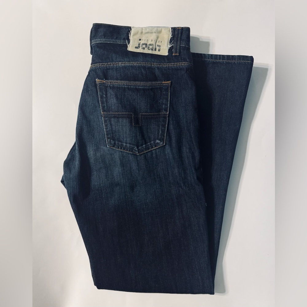 Ted Baker London Men’s Button Fly Bootcut Dark Denim Jeans Size 36L